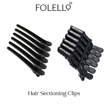 FOLELLO Hair Clips Set: 6 Croc Clips and 6 Section Clips for Hair Styling and Sectioning