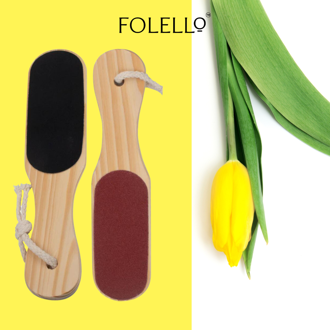 Double Sided Foot File Scrubber | Dead Skin & Callus Remover | Feet Scraper | Pedicure Tool with Wooden Handle(GB-3058)