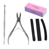 FOLELLO Nail Grooming Kit with A Four Sided Nail Buffer Block, Double Sided Nail Filer/Shiner, Professional Cuticle Remover & Stainless Steel Cuticle Pusher (Pack of 6)
