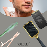 Men's Beard & Hair Grooming Kit: Dual Foil Shaver, Premium Golden Paddle Hair Brush, Moustache Grooming Scissor + Bonus Round Hair Brush