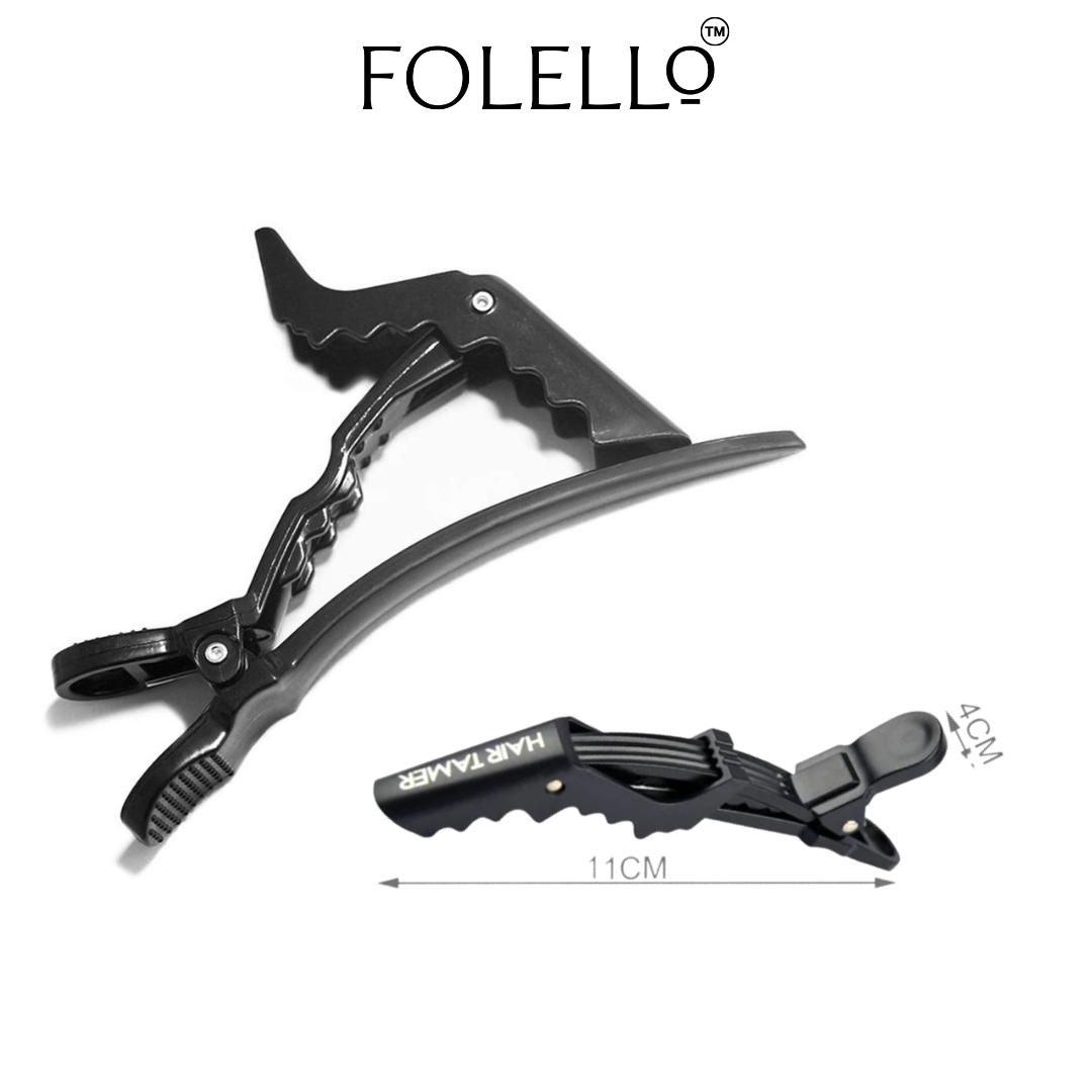 FOLELLO Hair Clips Set: 6 Croc Clips and 6 Section Clips for Hair Styling and Sectioning
