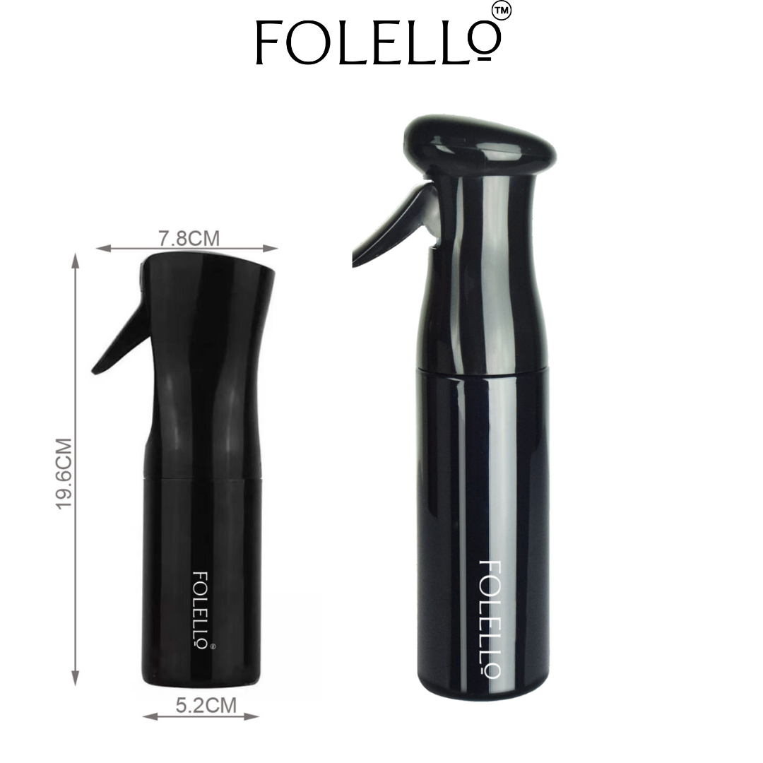 FOLELLO Duo Hair Spray Bottle Set: 200ml Magic Mist Spray + 300ml Precision Plastic Sprayer