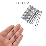 FOLELLO Combo Set of 500pcs Bobby Pins for Home and Salon Use, Hair Pins for Women 2 inch Fringe and Riple U Shaped Pins for Bun, Juda Pins Hair Styling Accessories for Women (Black)