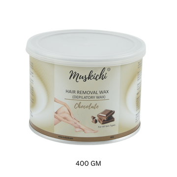 MUSKICHI Wax for Smooth Hair Removal (400 ml) Chocolate Liposoluble Wax for Face - Upper Lips, Arms, Legs, Bikini Line, Underarms and Full Body | Wax for Men & Women | Wax for All Skin Types