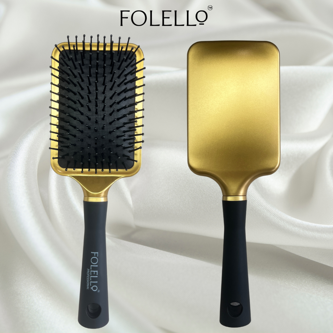 Set of 1 Golden Paddle Brush + 1 Vent Brush + FREE Hair Brush/Comb Cleaner