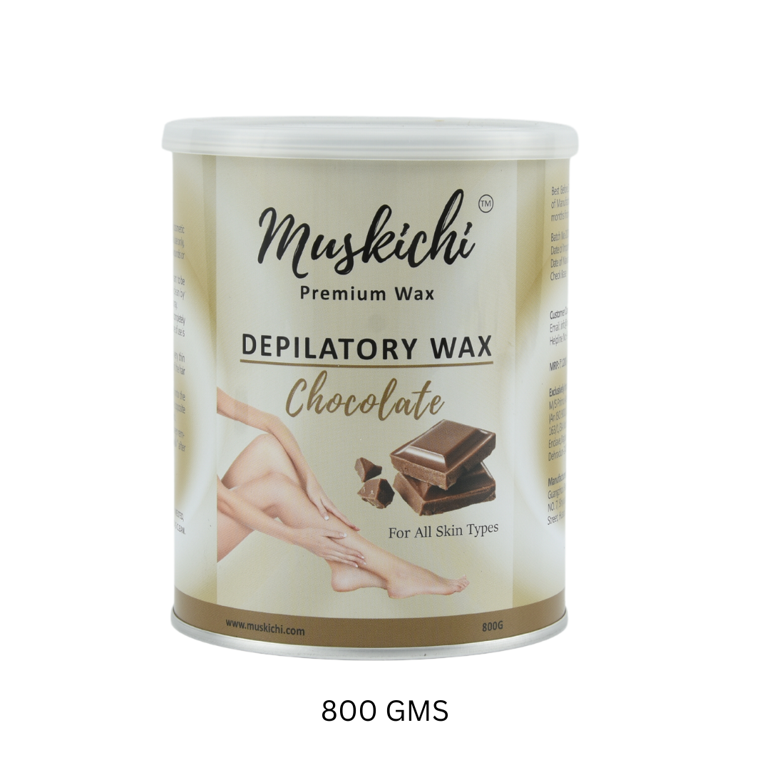 MUSKICHI Wax for Smooth Hair Removal (800 ml) Chocolate Liposoluble Wax for Face - Upper Lips, Arms, Legs, Bikini Line, Underarms and Full Body | Wax for Men & Women | Wax for All Skin Types (Rica Wax)