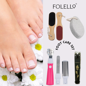 Complete Foot Care Set: Premium Nail Clipper, Wooden Double-Sided Foot Filer, Callus Remover, Pumice Stone