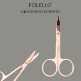 FOLELLO Rose Gold Eye Lash Grooming Kit - 1 Eyelash Curler with 1 Tweezer/Plucker for Women Facial Hair and 1 Small Grooming Scissor for Moustache Beard Eyebrow and Nose Hair 