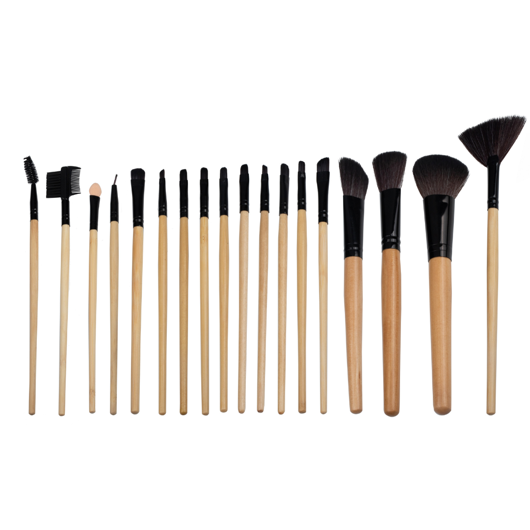 Makeup Brush Set With PU Leather Case (18 Pieces), Black (GB-3071)